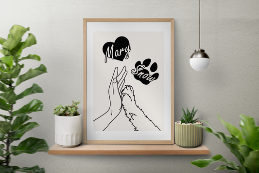 Pawfect High Five - Personalized Minimalist Digital Print - for her