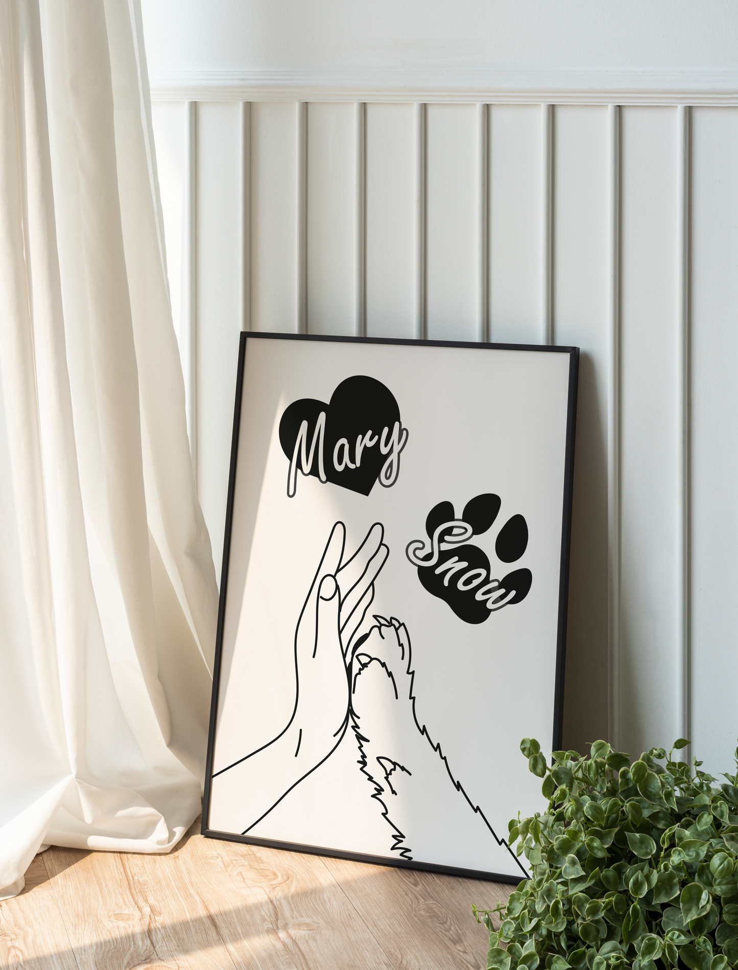 Pawfect High Five - Personalized Minimalist Digital Print - for her